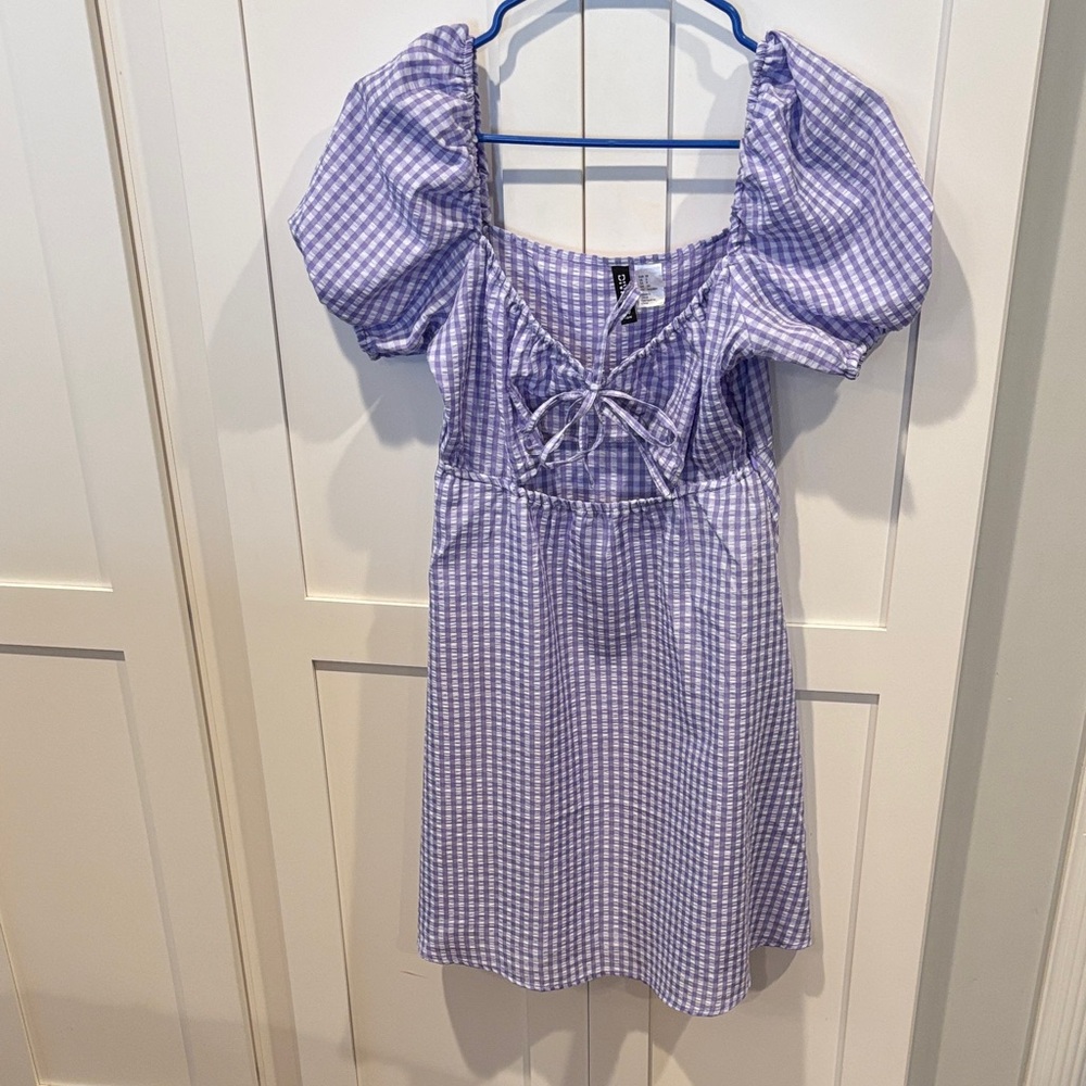 H&M Lavender Gingham Mini Dress